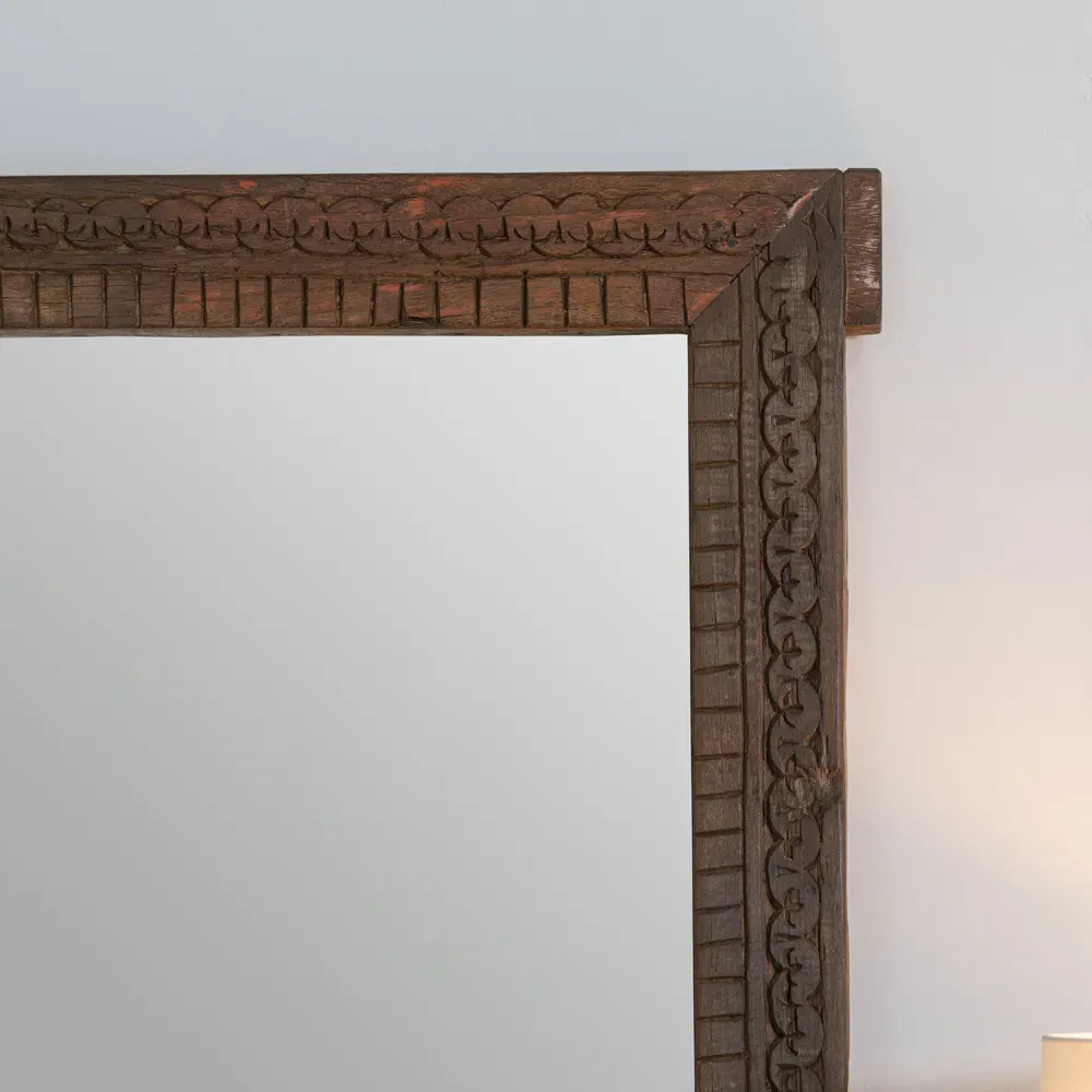 Nova Rectangular Floor Mirror - Brown, Mango Wood