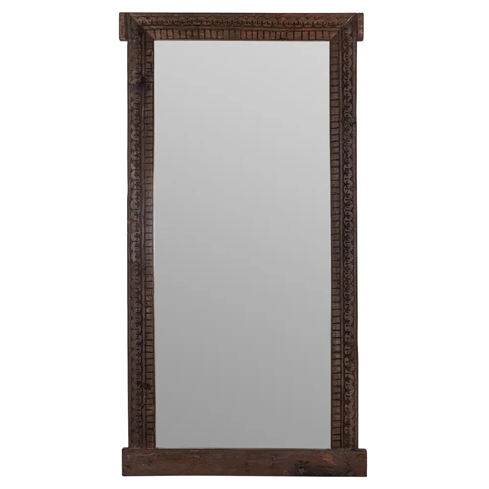 Nova Rectangular Floor Mirror - Brown, Mango Wood image