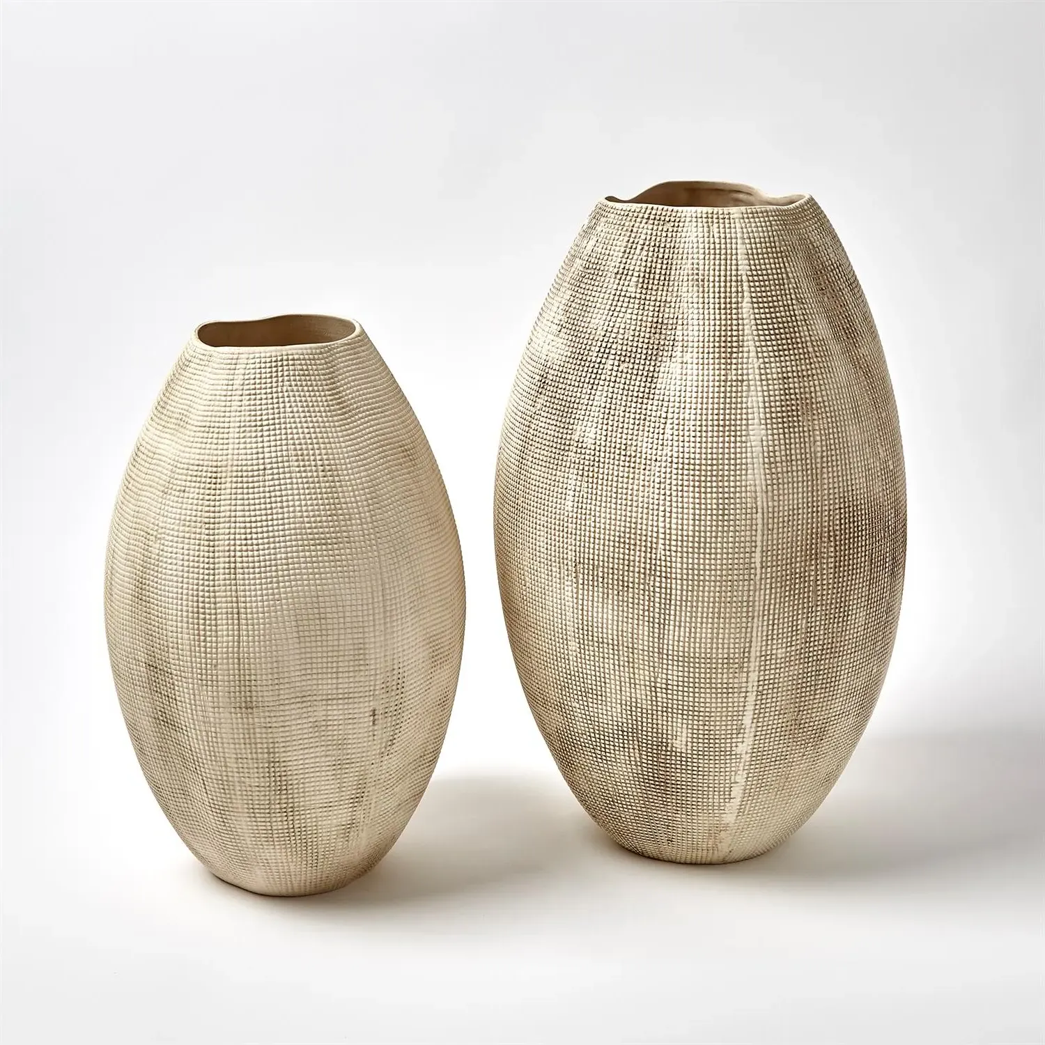 Novie Textured Vase - White, Ceramic