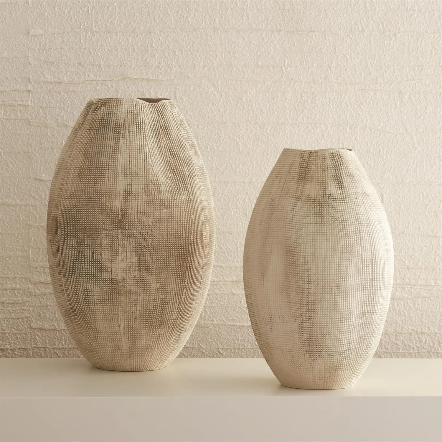 Novie Textured Vase - White, Ceramic
