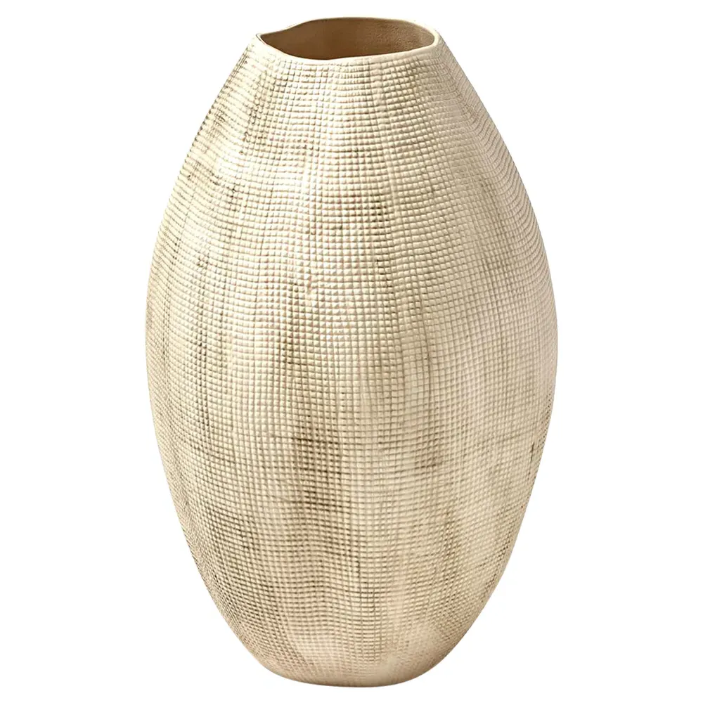 Novie Textured Vase - White, Ceramic