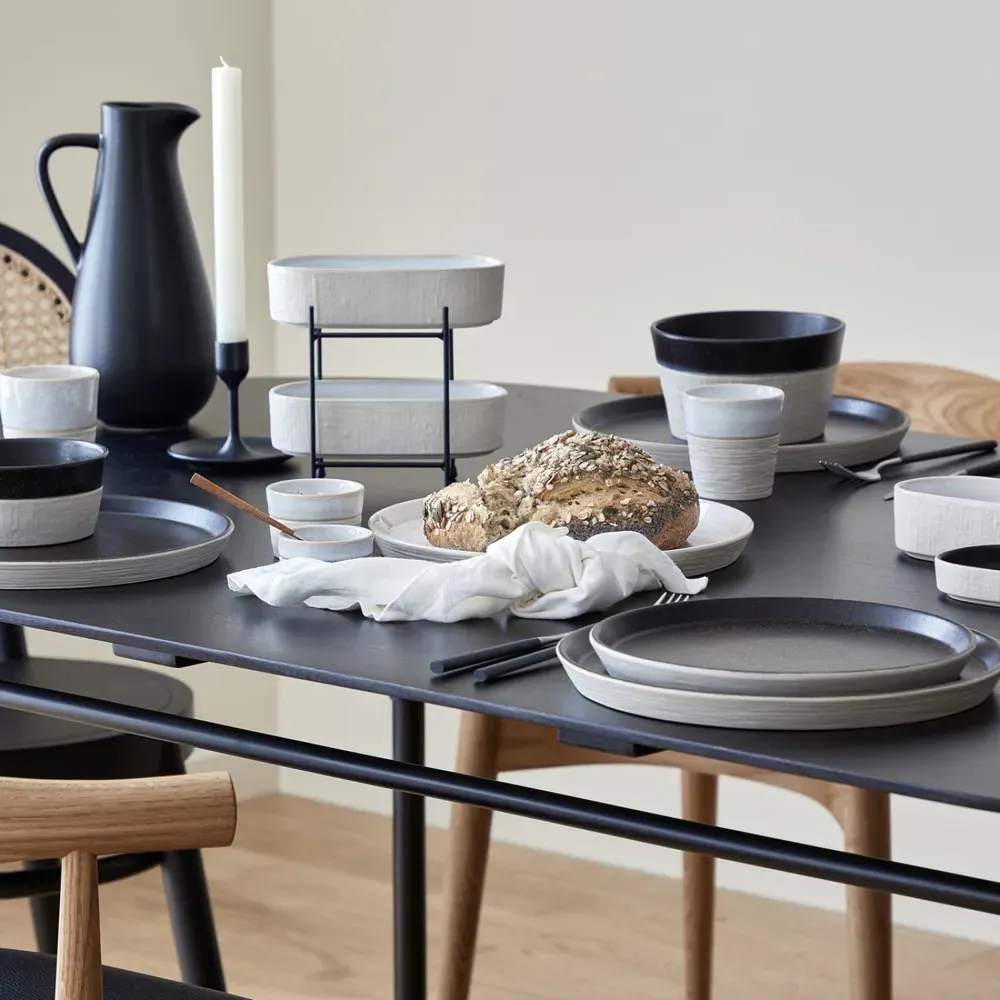 Nótos Dune Path Stoneware Deep Oval Serving Tray - Beige