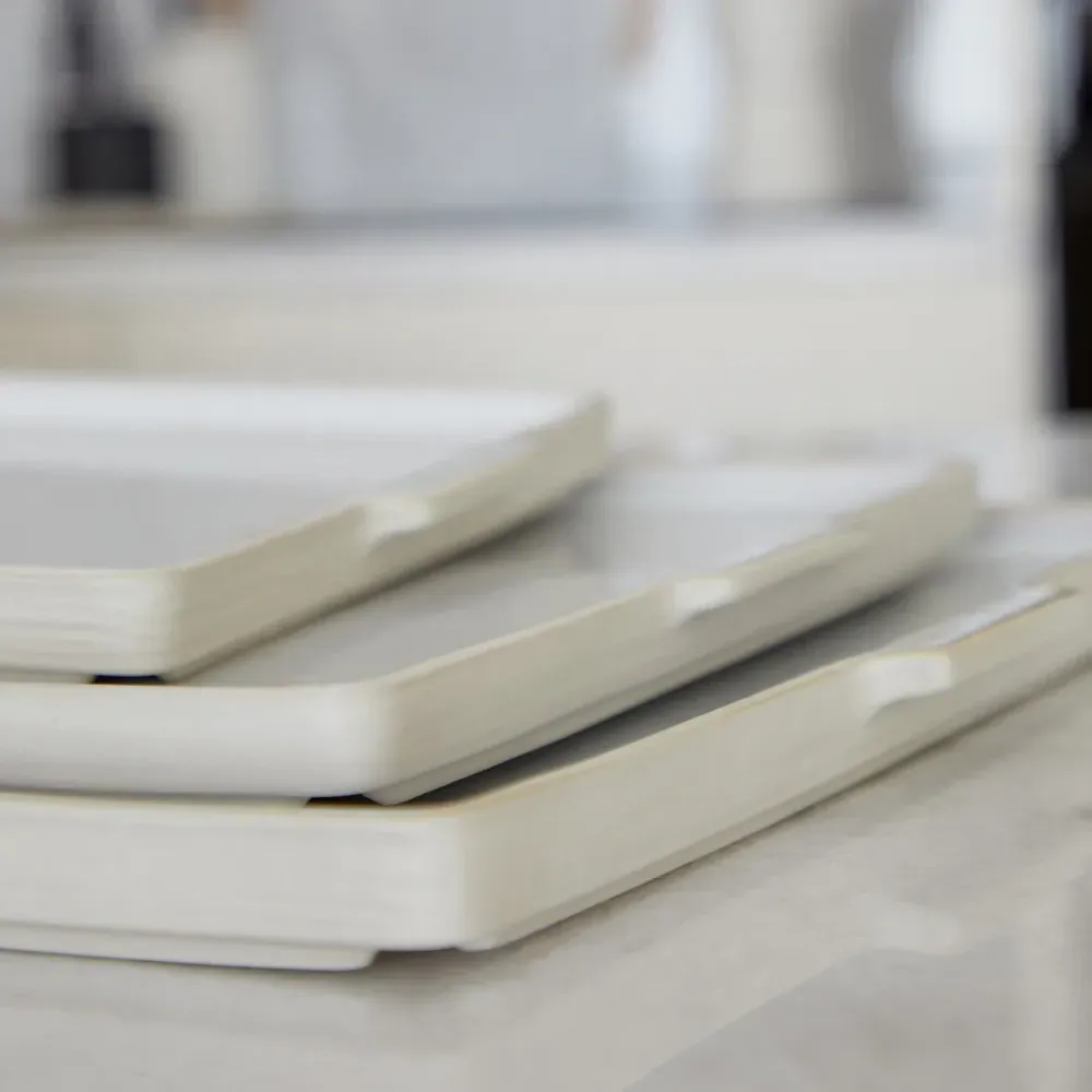 Nótos Dune Path Stoneware Square Serving Tray - Beige