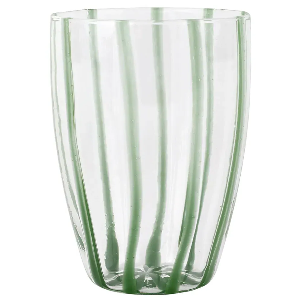 Nuovo Stripe Glass Tumbler - Green