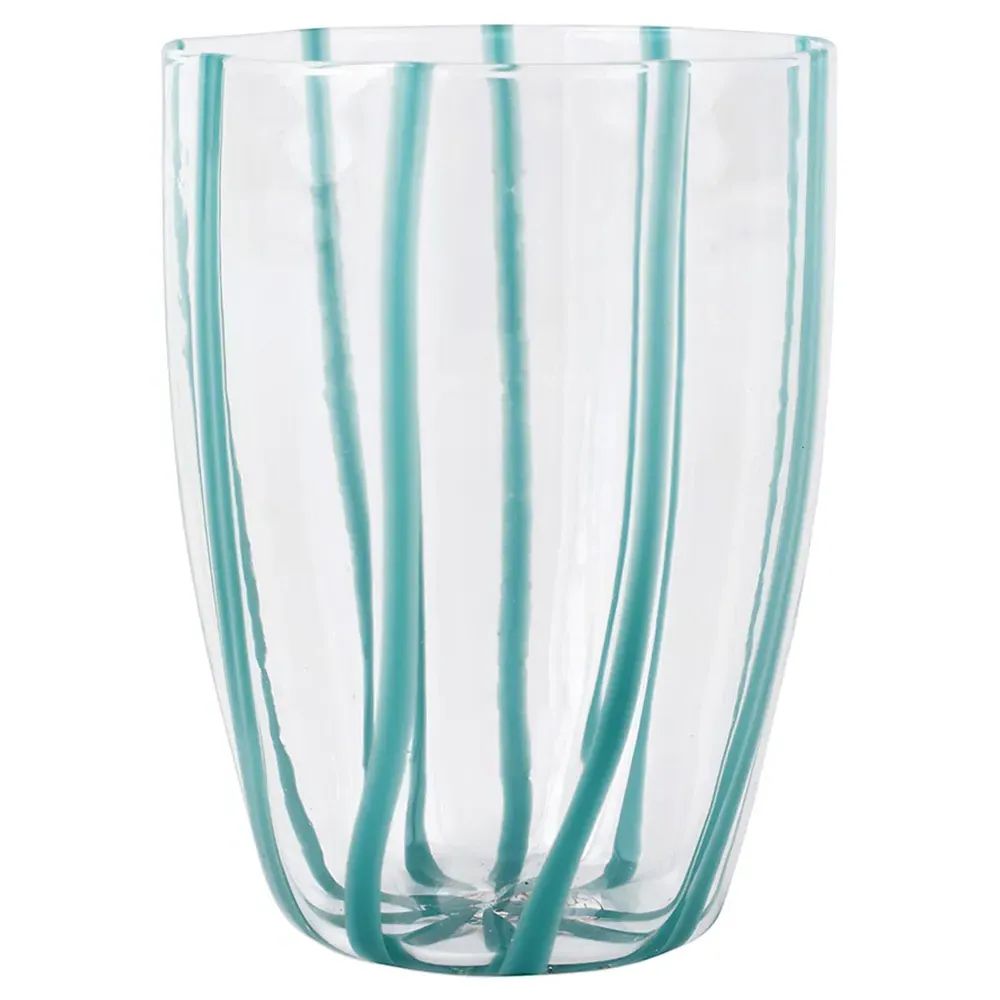 Nuovo Stripe Glass Tumbler - Teal