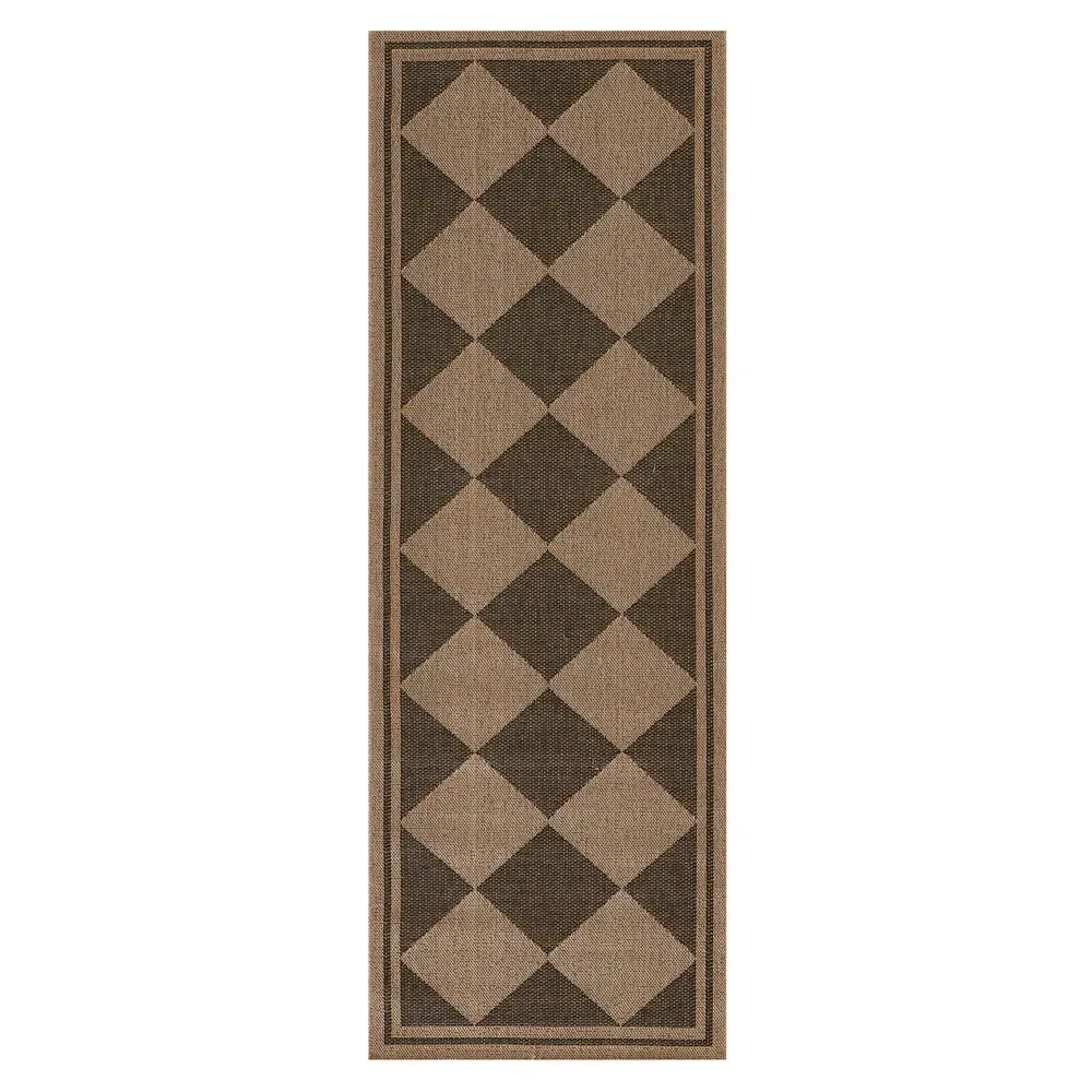Nyla Diamond Patterned Runner Rug - Black, Polypropylene image