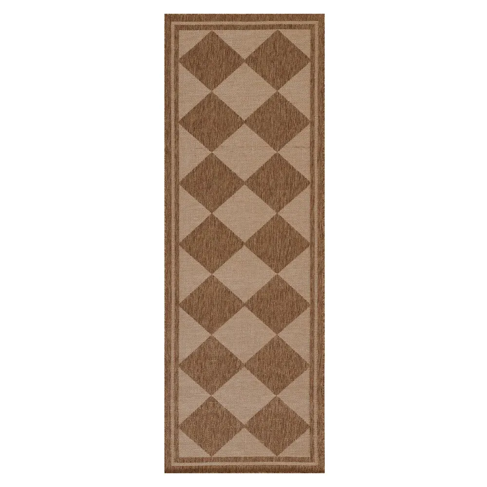 Nyla Diamond Patterned Runner Rug - Natural image