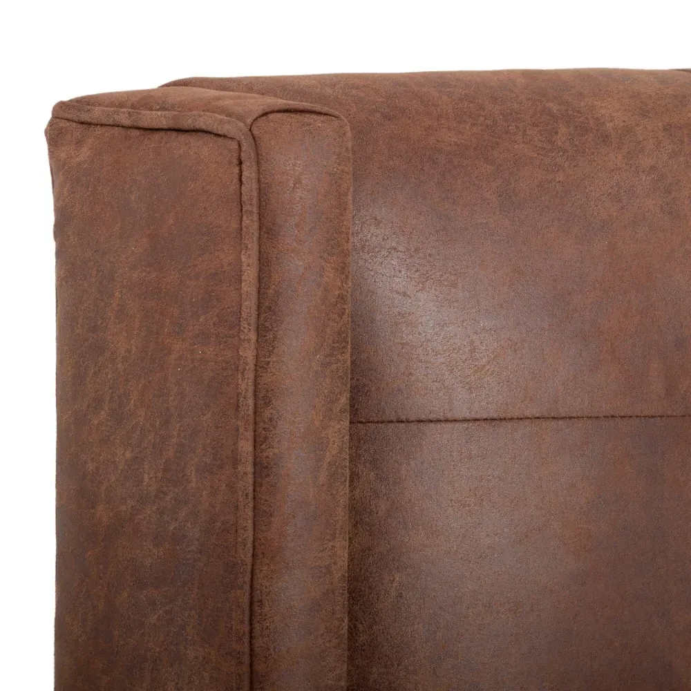 Nyla King Size Tufted Platform Bed - Brown, Leather