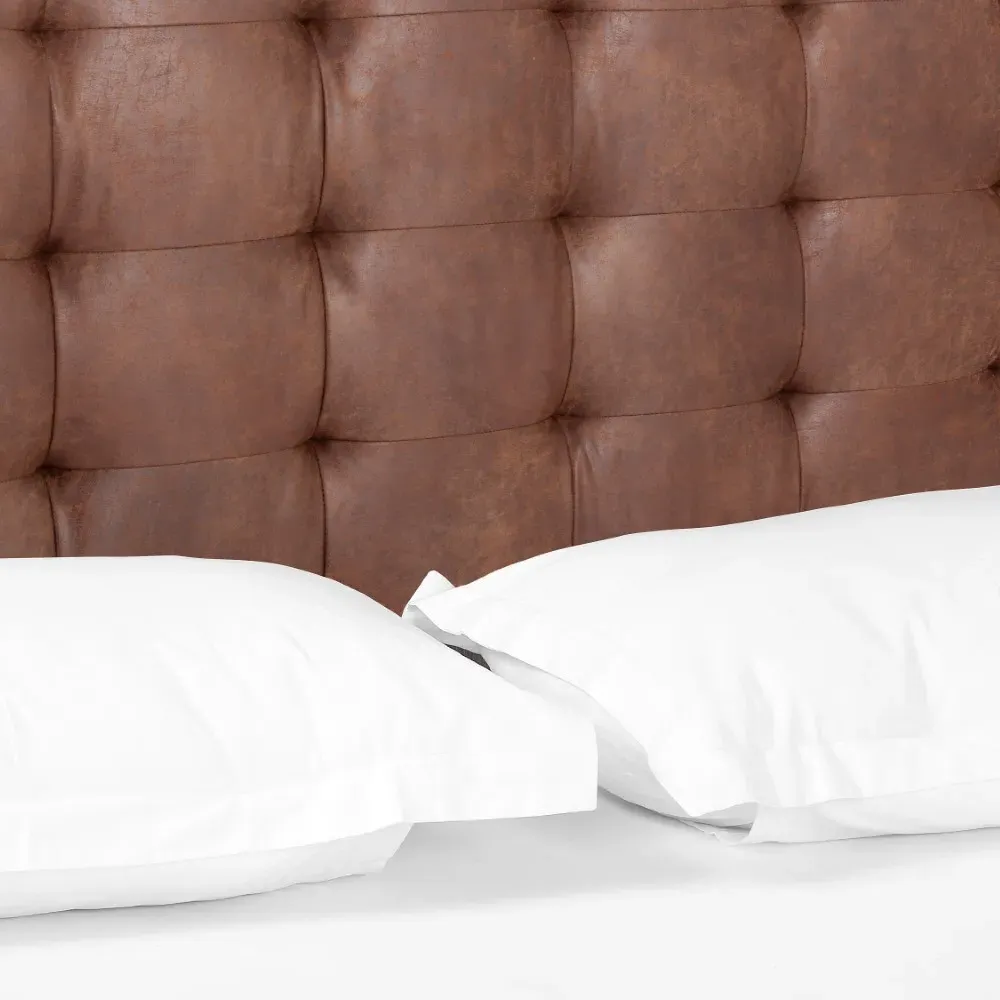 Nyla King Size Tufted Platform Bed - Brown, Leather