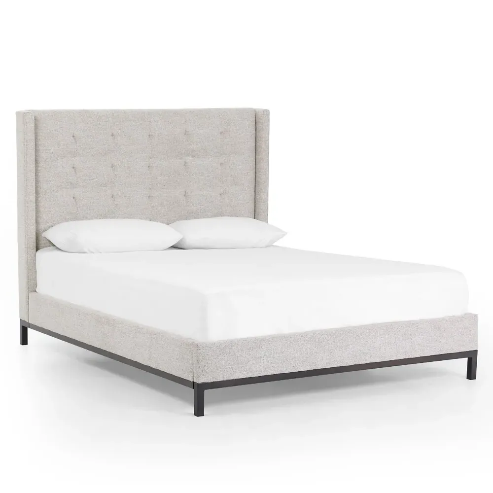 Nyla King Size Tufted Platform Bed - Grey