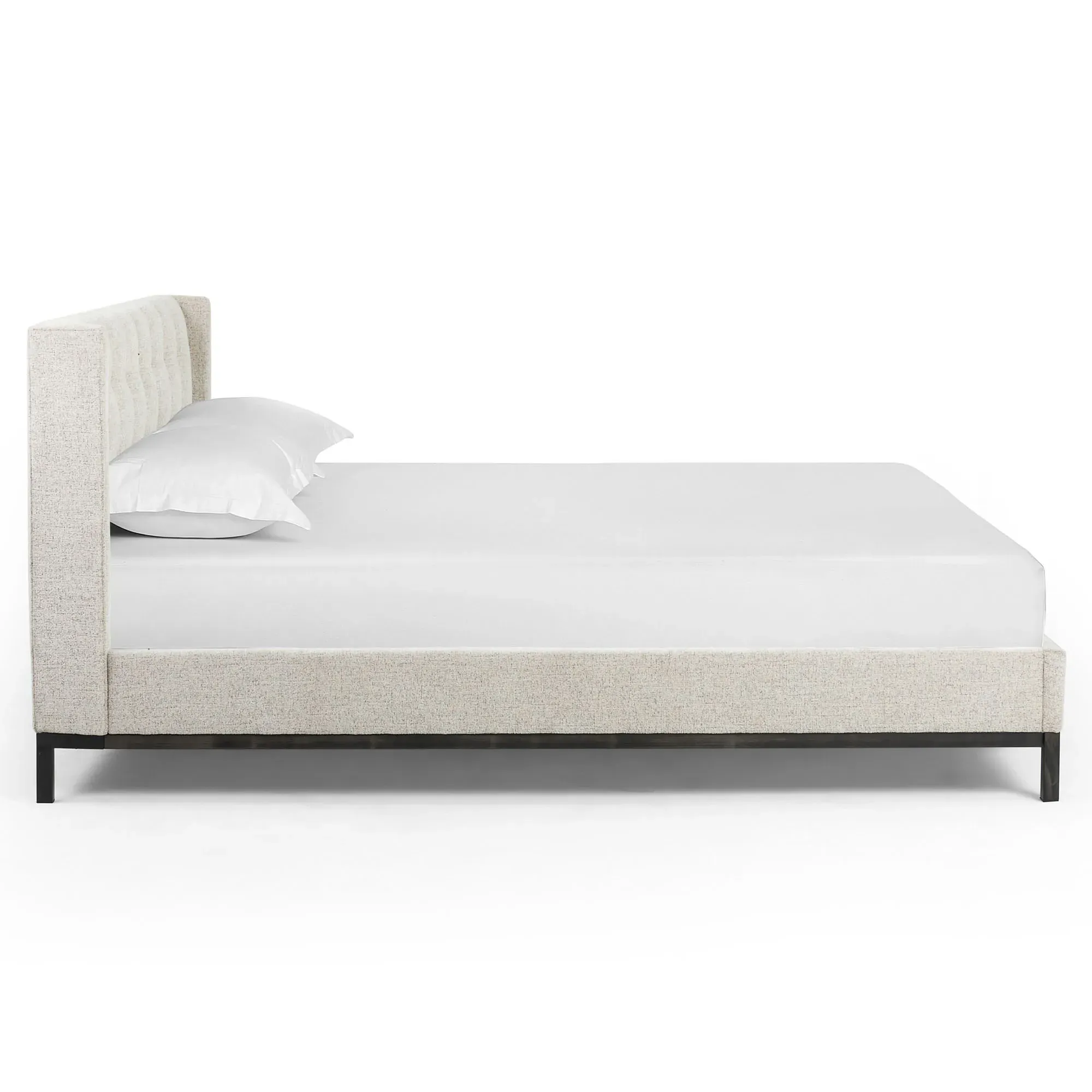 Nyla King Size Tufted Platform Bed - Light Grey, Iron