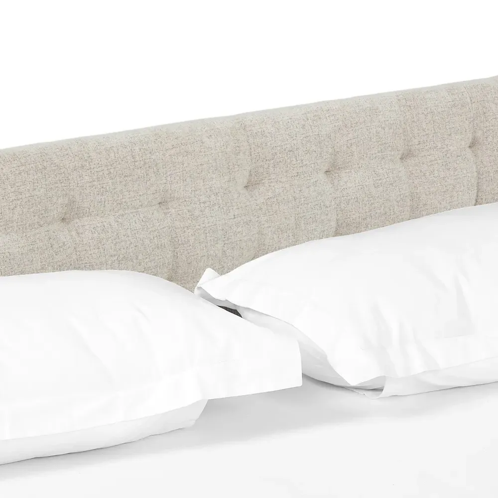 Nyla Queen Size Tufted Platform Bed - Light Grey, Fabric