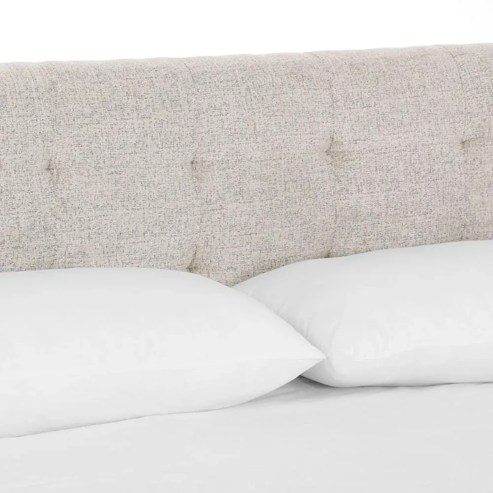 Nyla Queen Size Tufted Platform Bed - Light Grey, Iron