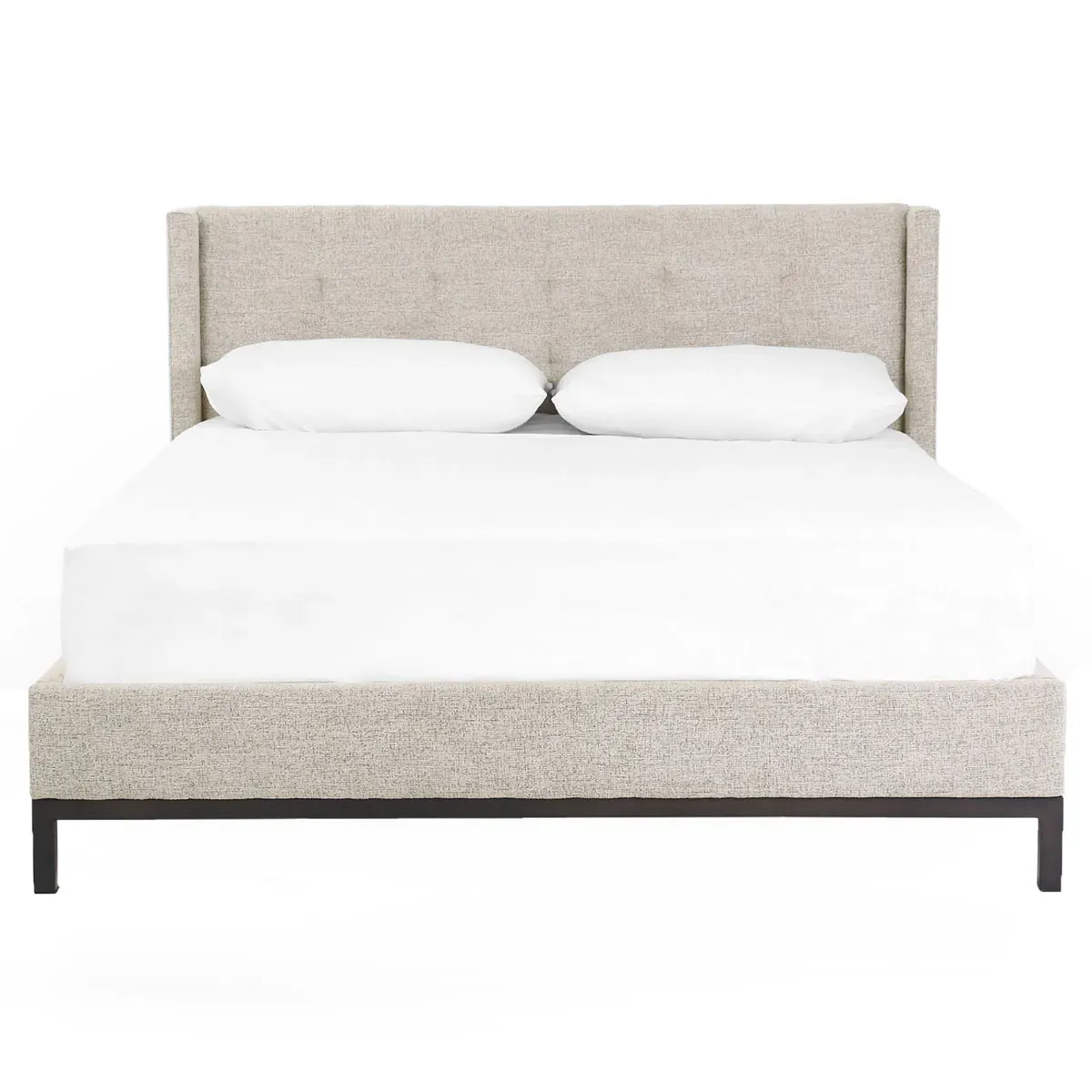 Nyla Queen Size Tufted Platform Bed - Light Grey, Iron image