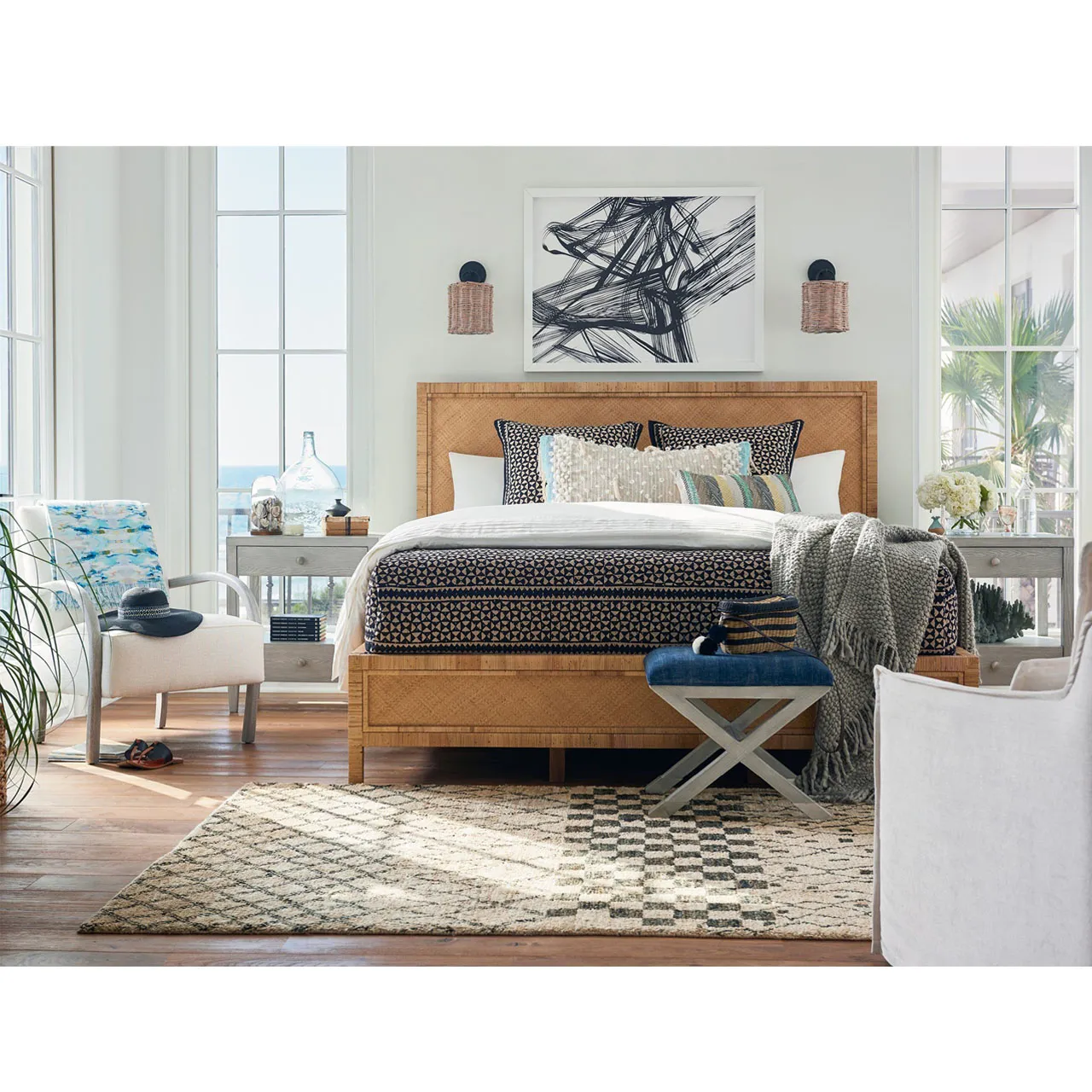 Nylah King Size Bed Frame - Brown, Rattan