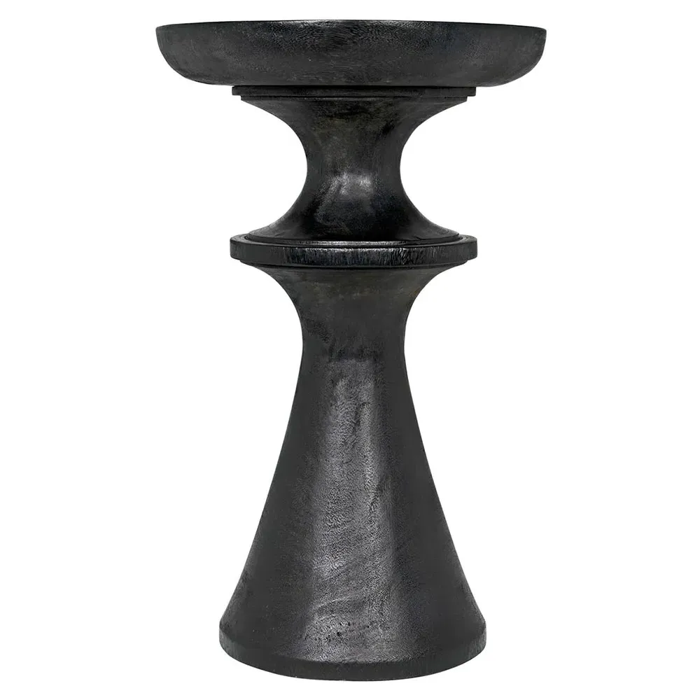 Nylah Round Pedestal Side Table - Black, Wood
