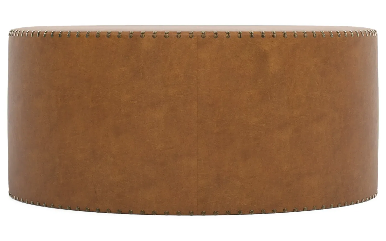 Nylah Square Leather Ottoman - Sweet Tea