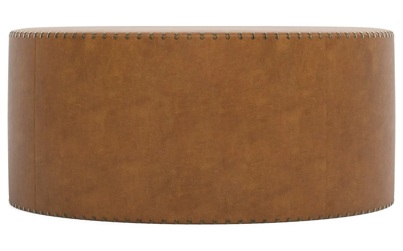Nylah Square Leather Ottoman - Sweet Tea