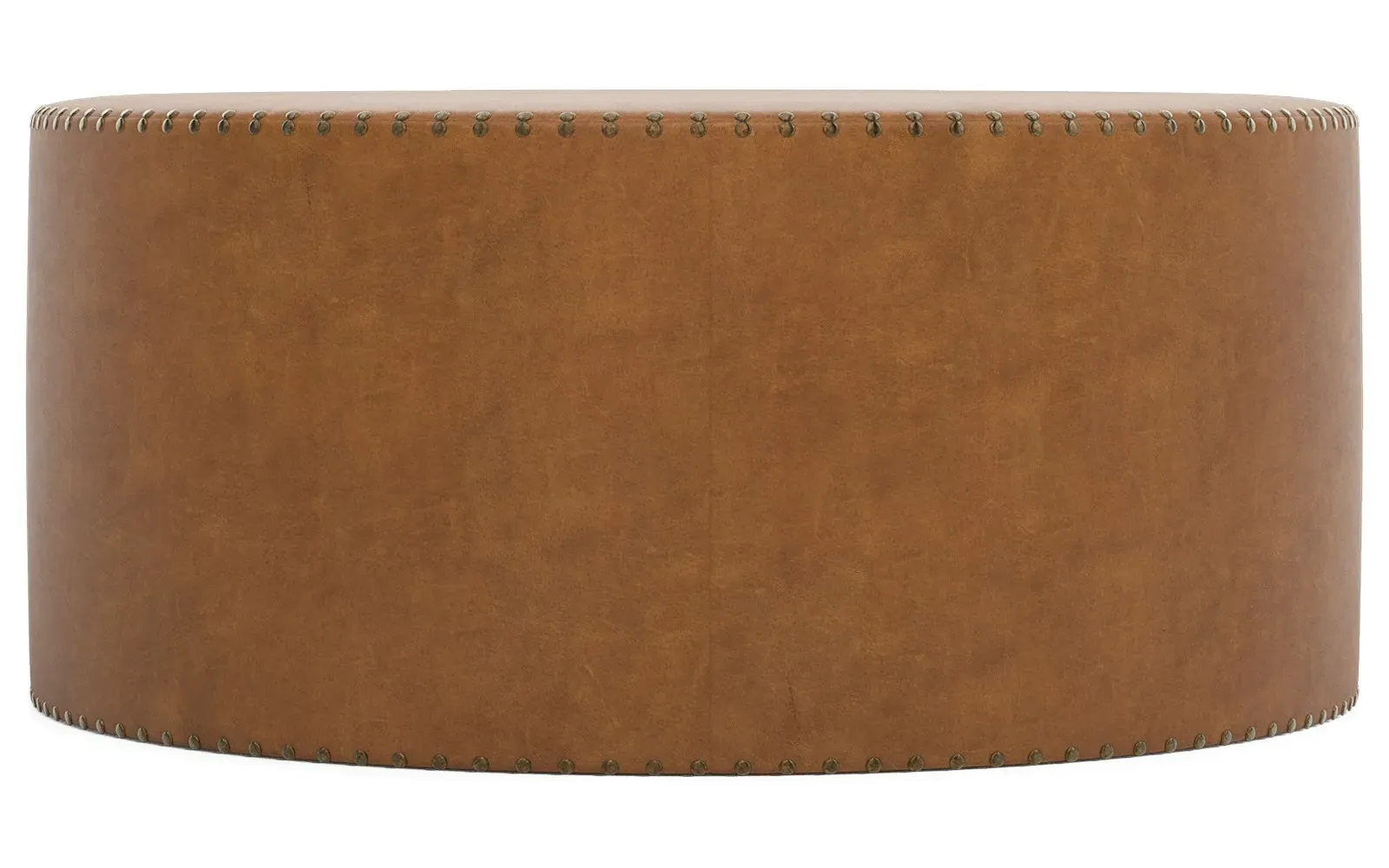 Nylah Square Leather Ottoman - Sweet Tea