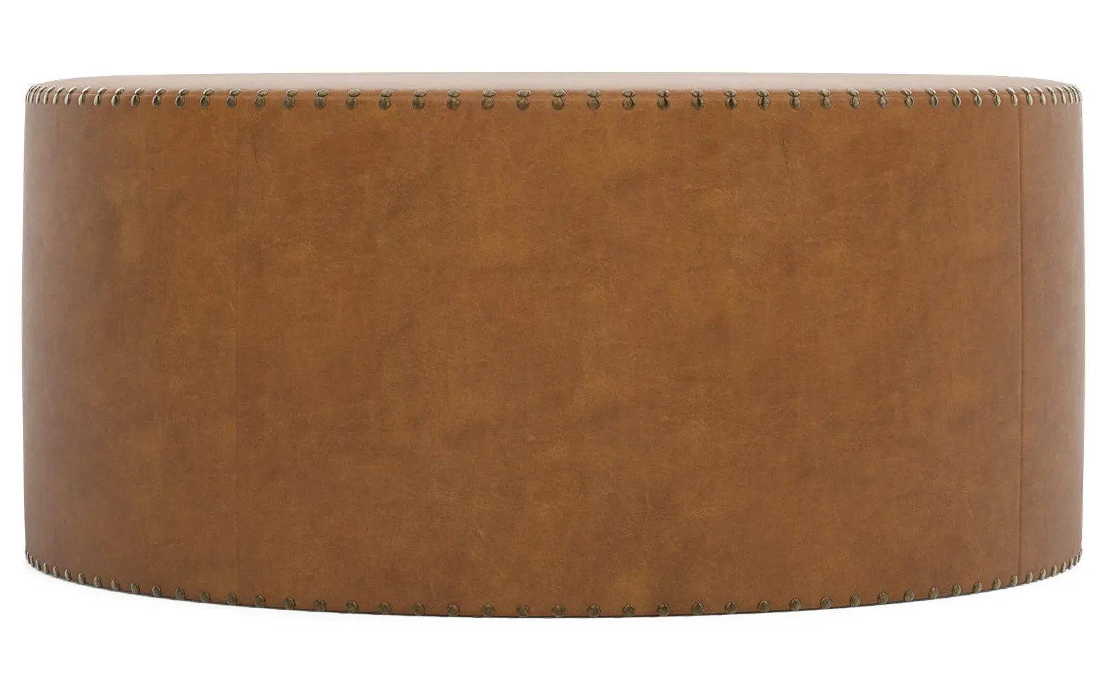 Nylah Square Leather Ottoman - Sweet Tea