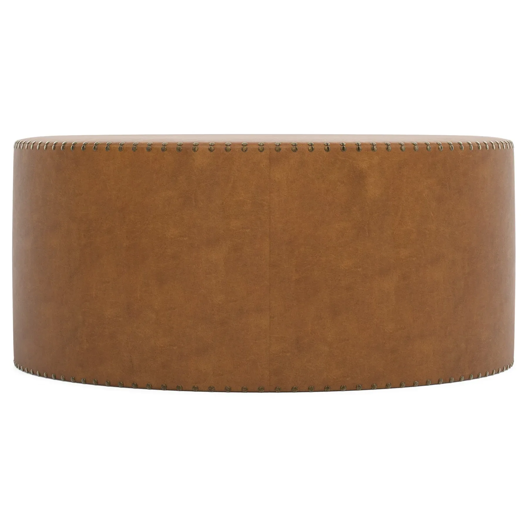 Nylah Square Leather Ottoman - Sweet Tea
