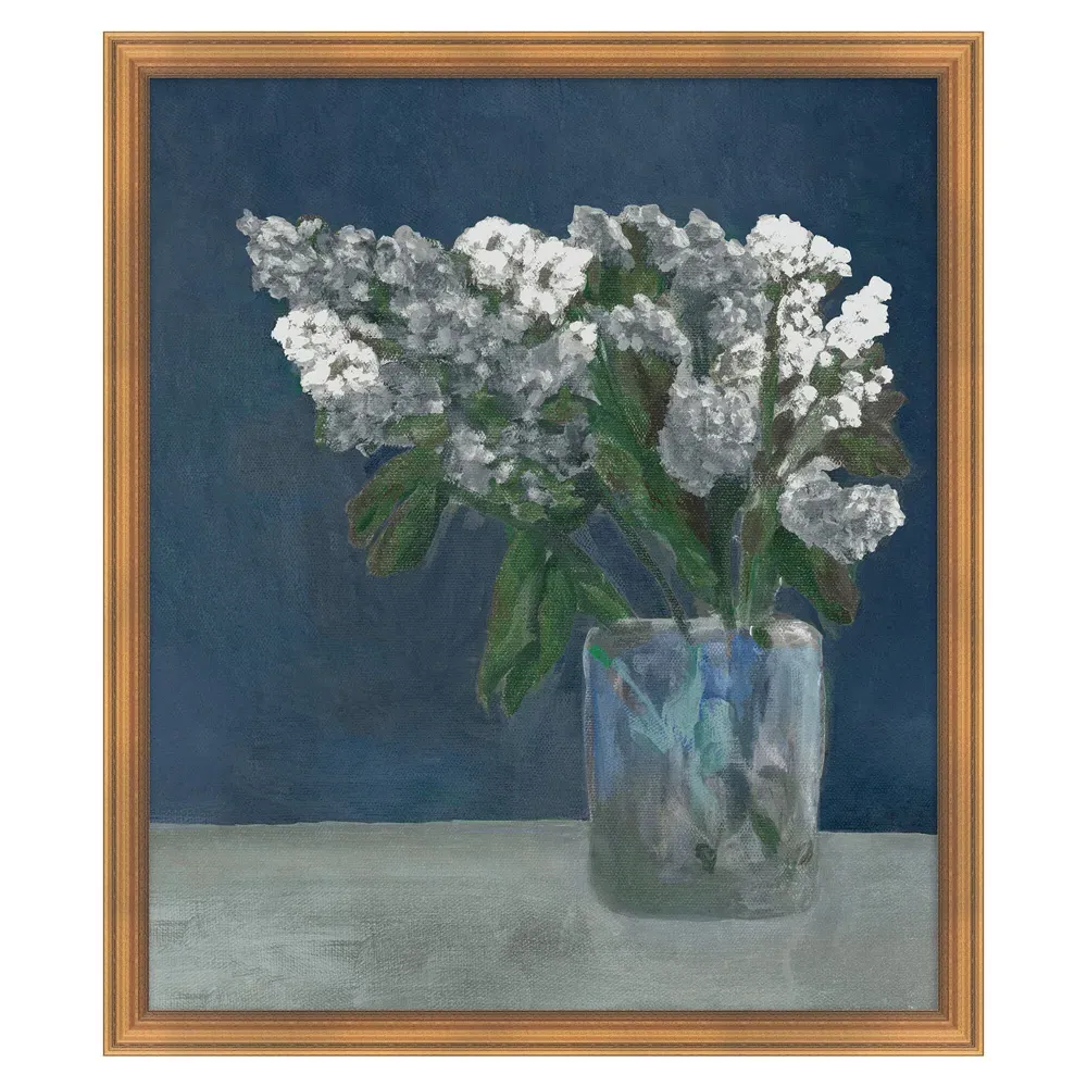 Nympha Floral & Botanical Gold Frame Painting 1 - Blue image