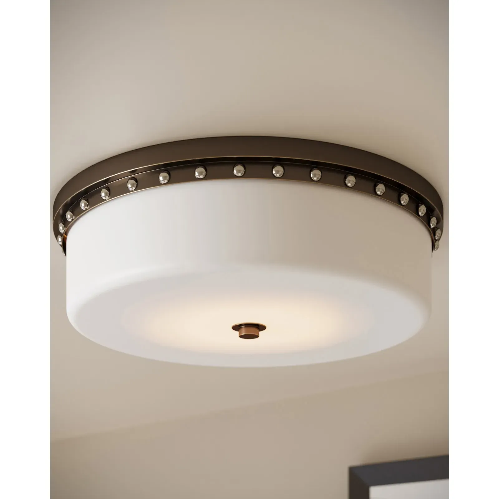 Nyro Flush Mount Ceiling Light - Antique Brass, Metal