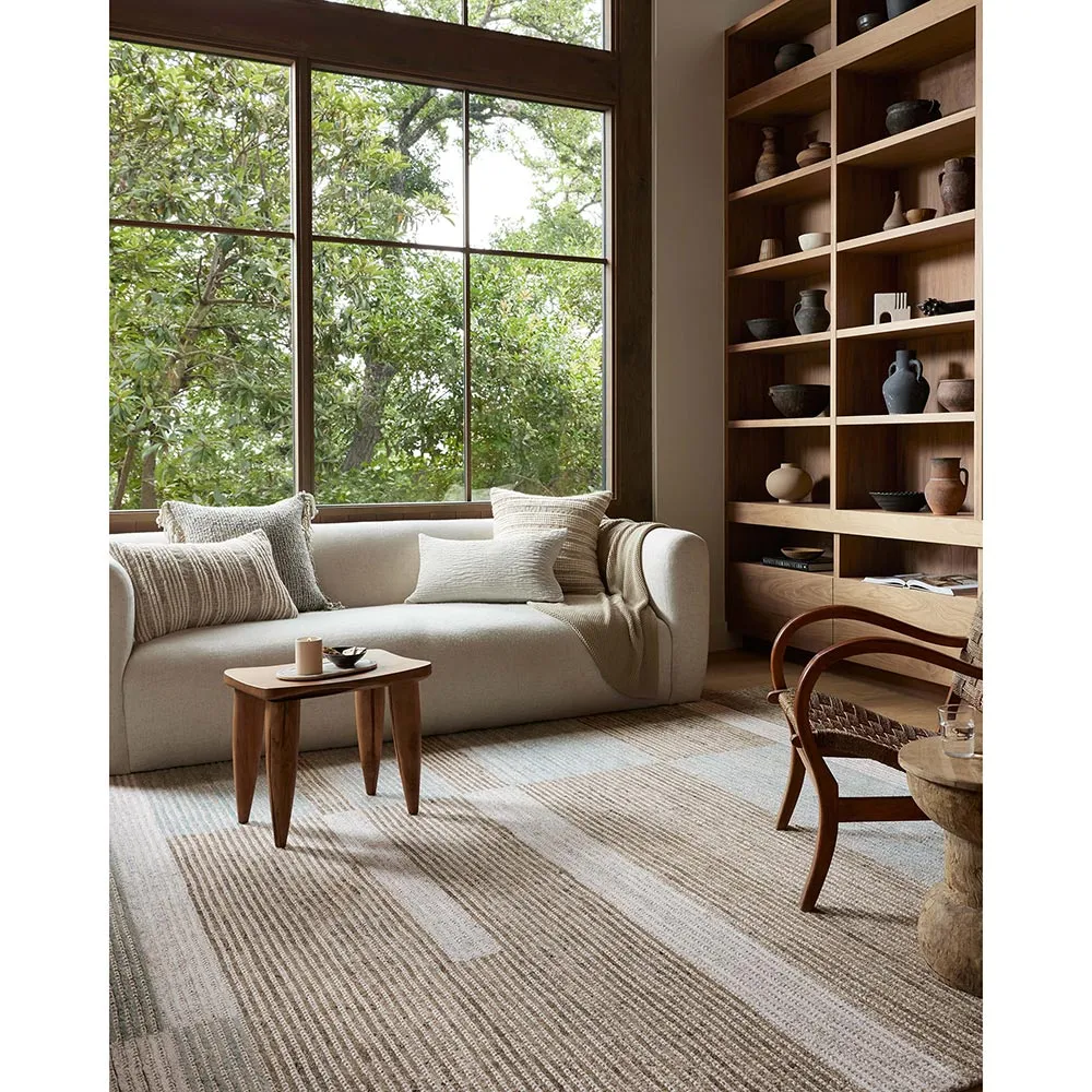 Nyvarra Striped Patterned Rug - Lagoon, Wool