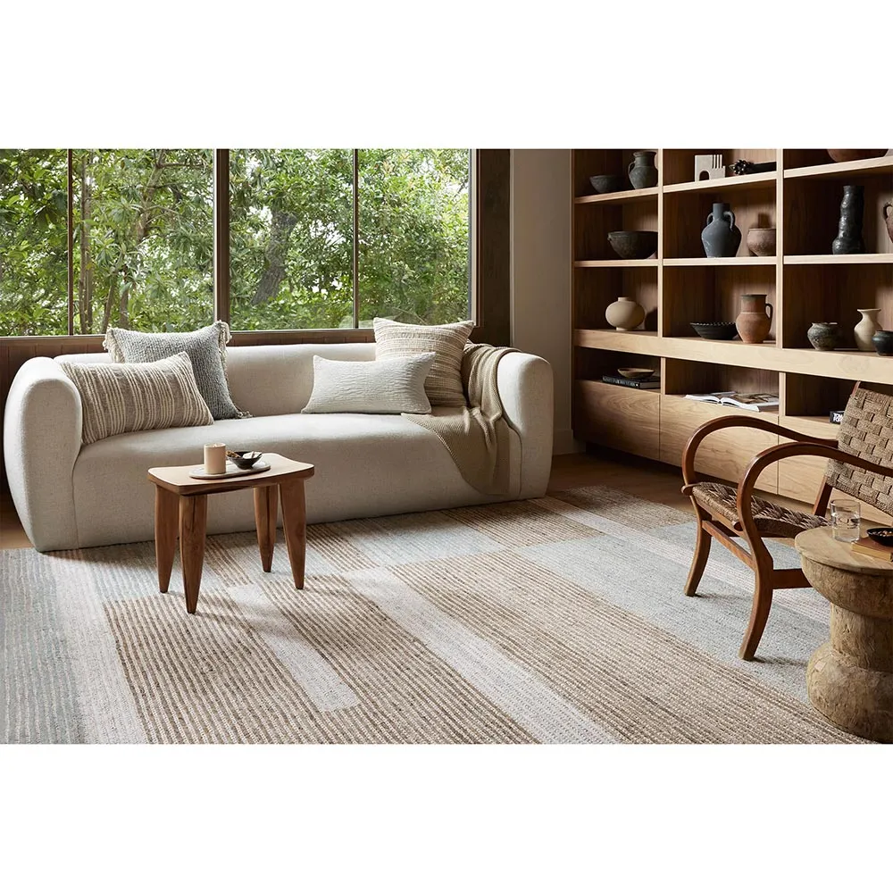 Nyvarra Striped Patterned Rug - Lagoon, Wool