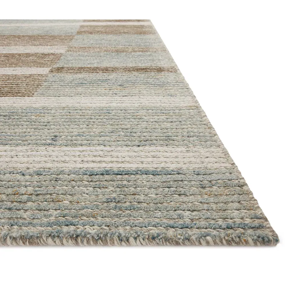 Nyvarra Striped Patterned Rug - Lagoon, Wool