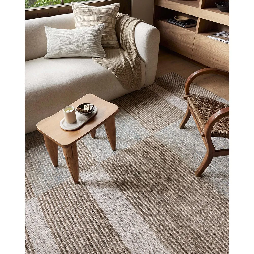Nyvarra Striped Patterned Rug Sample - Lagoon, Wool