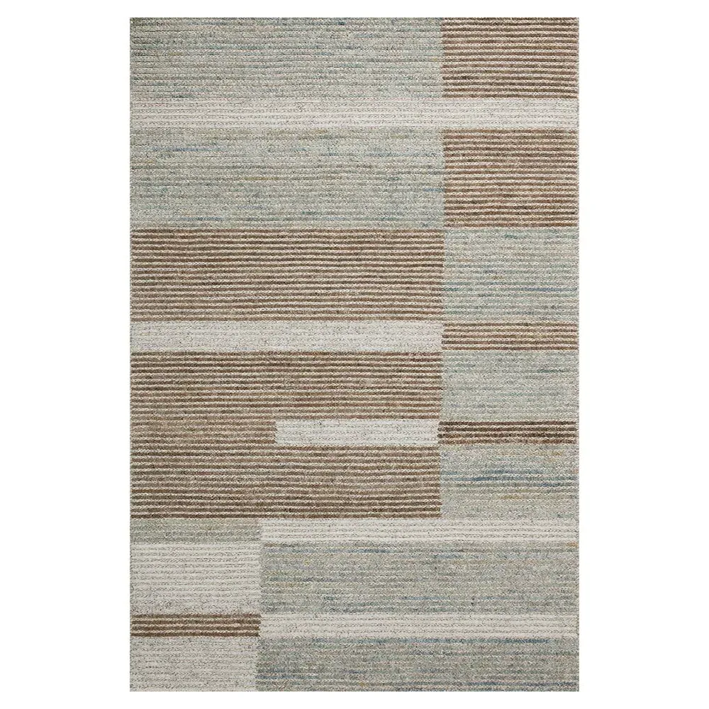 Nyvarra Striped Patterned Rug Sample - Lagoon, Wool image