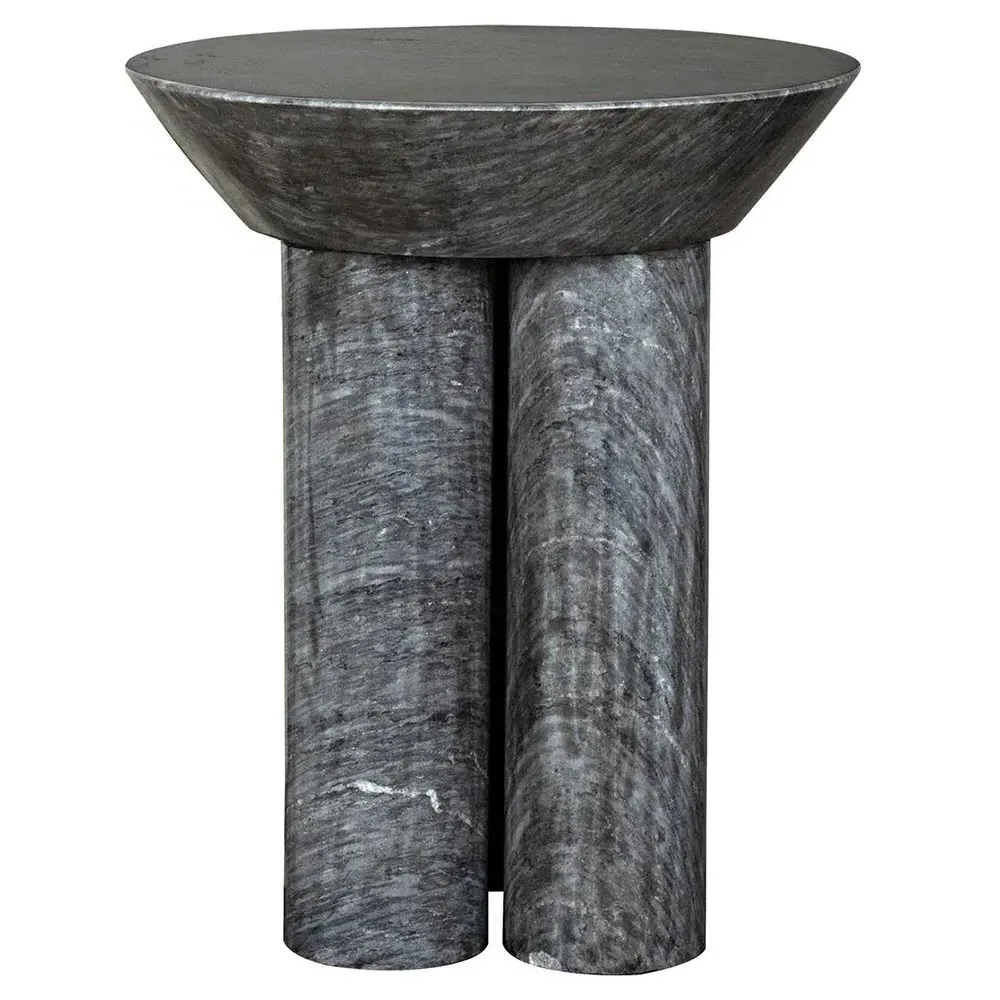 Nyx Round Pedestal Side Table - Black, Marble