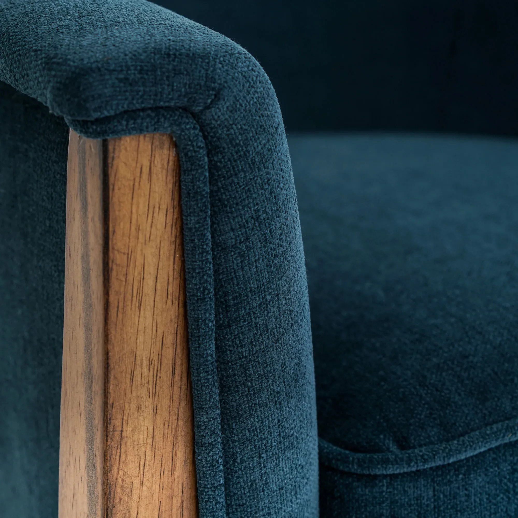 Oana Rolled Edge Arm Chair - Blue, Polyester