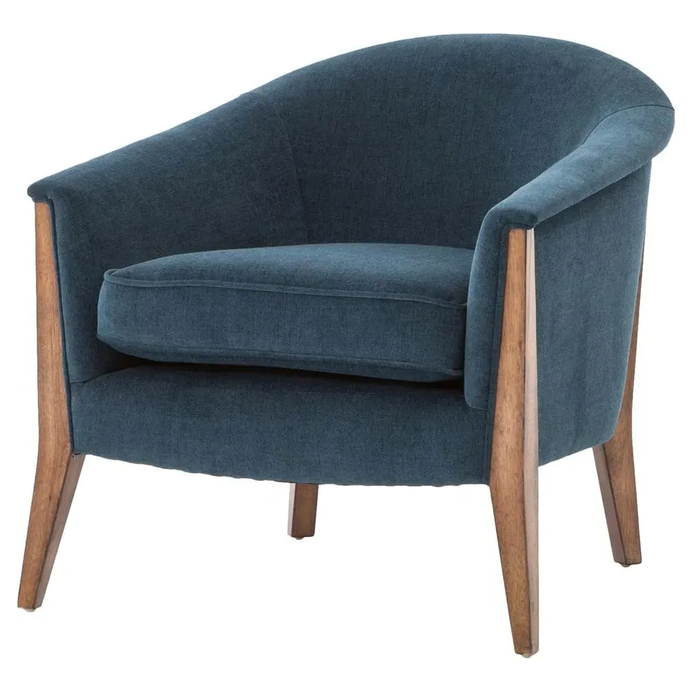Oana Rolled Edge Arm Chair - Blue, Polyester image