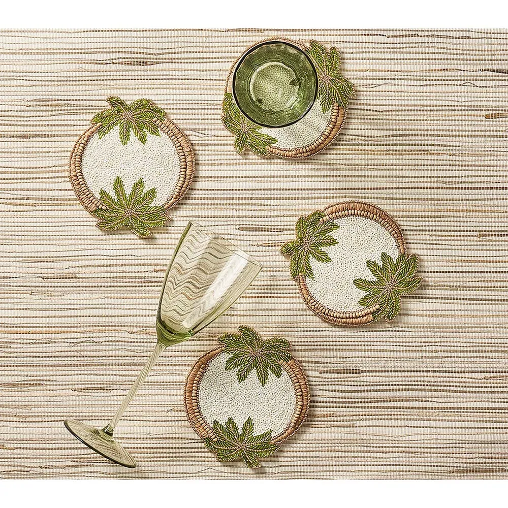 Oasis Global Glass Beaded Coaster Set - Green
