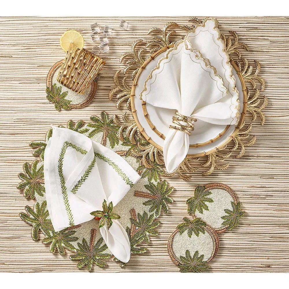 Oasis Global Glass Beaded Coaster Set - Green