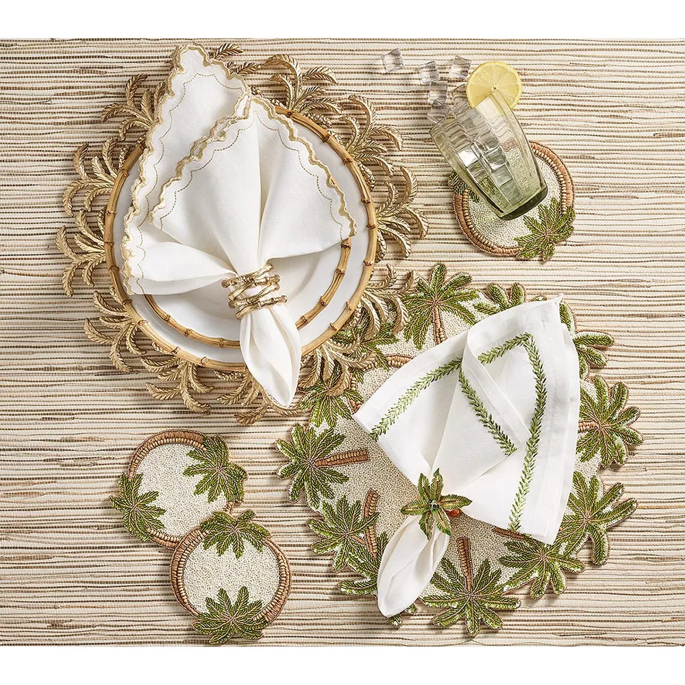 Oasis Global Glass Beaded Coaster Set - Green