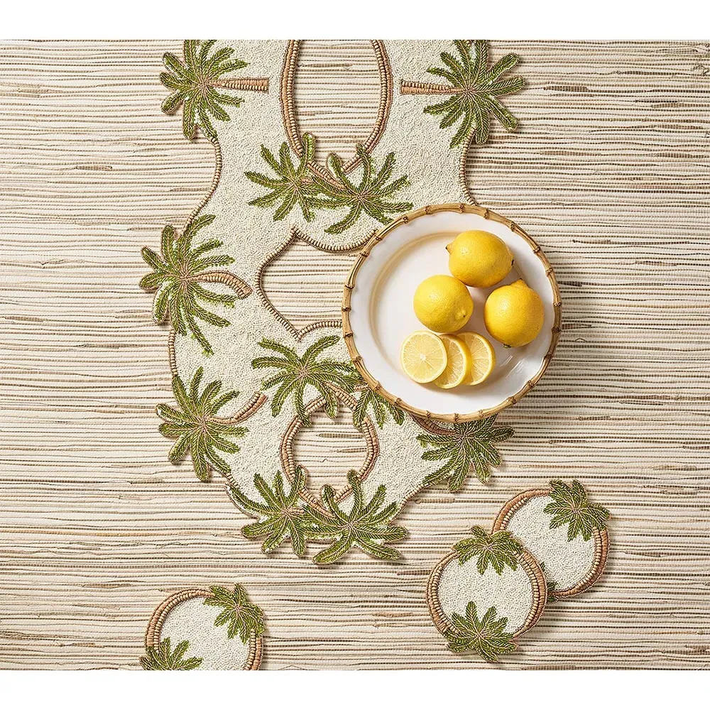 Oasis Global Glass Beaded Coaster Set - Green