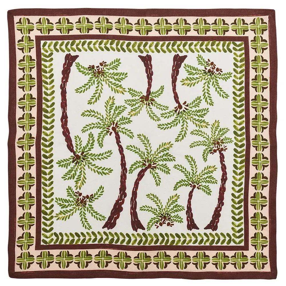 Oasis Global Linen Napkin Set - White, Green