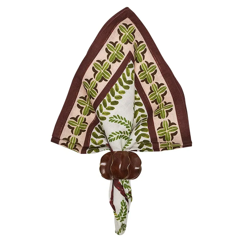 Oasis Global Linen Napkin Set - White, Green