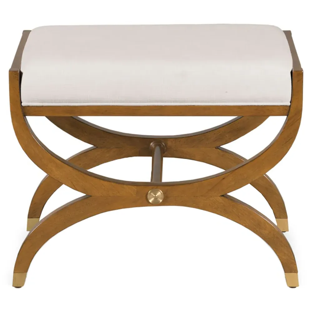 O'Brien Upholstered Stool - Hazelnut Brown, White image