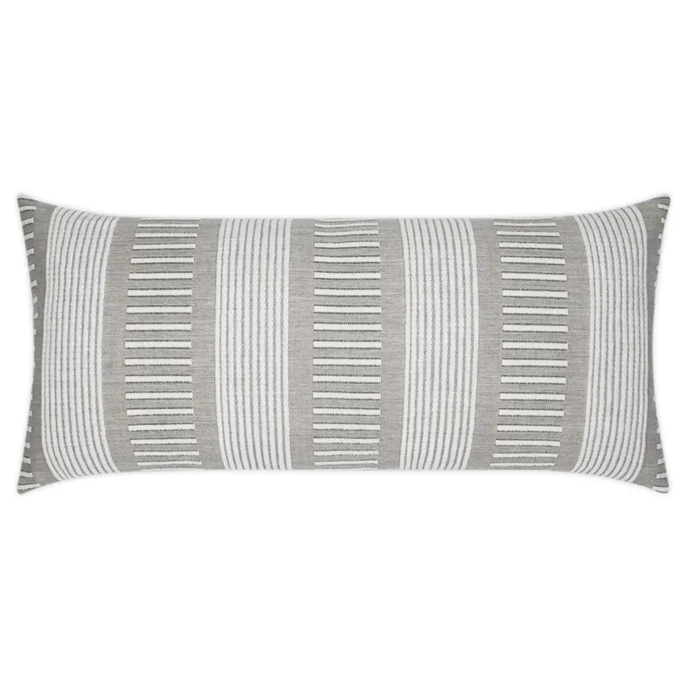Oceanus Stripe Indoor Outdoor Lumbar Pillow - Ash Grey image