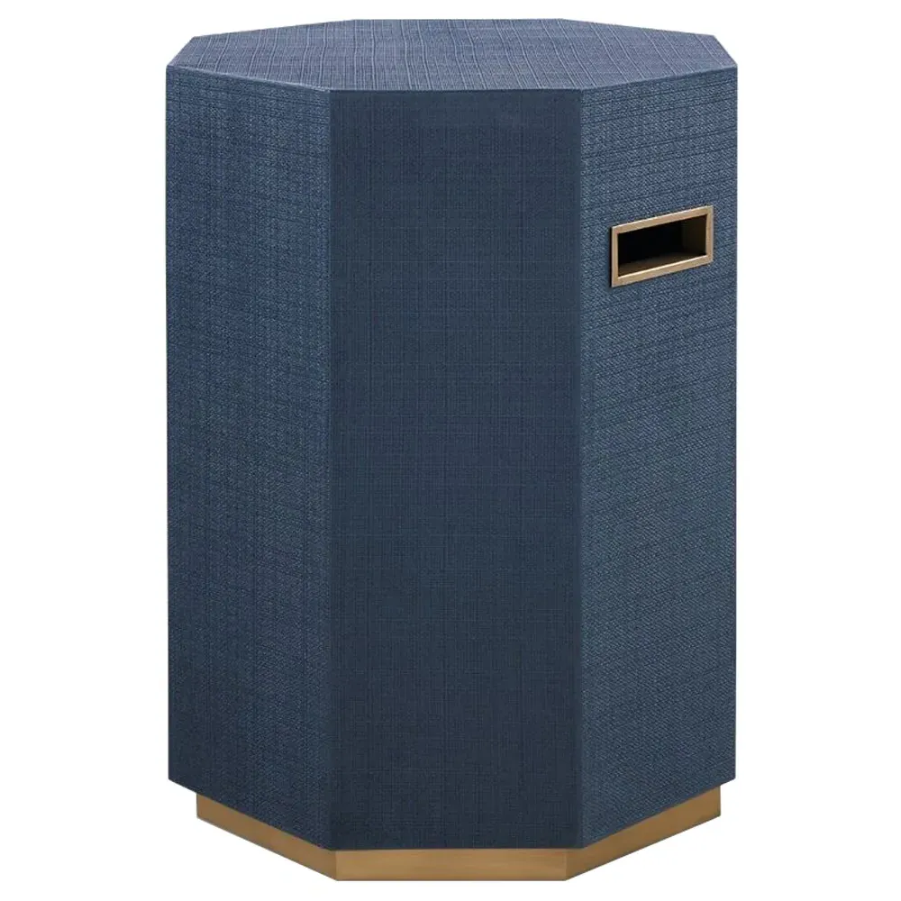 Octavia Octagonal Side Table - Storm Blue, Linen