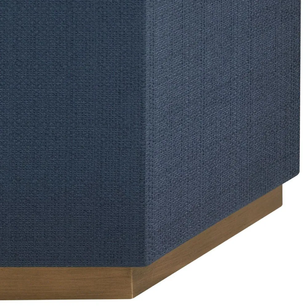 Octavia Octagonal Side Table - Storm Blue, Linen