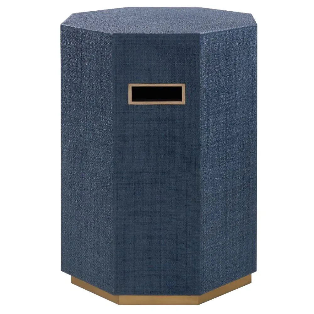 Octavia Octagonal Side Table - Storm Blue, Linen image