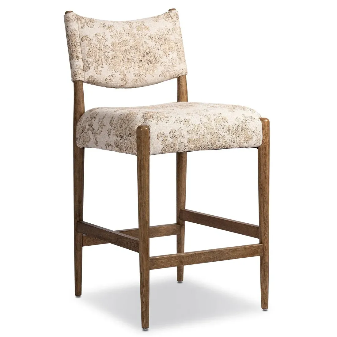 Odelia Counter Stool - Beige Printed, Oak Wood