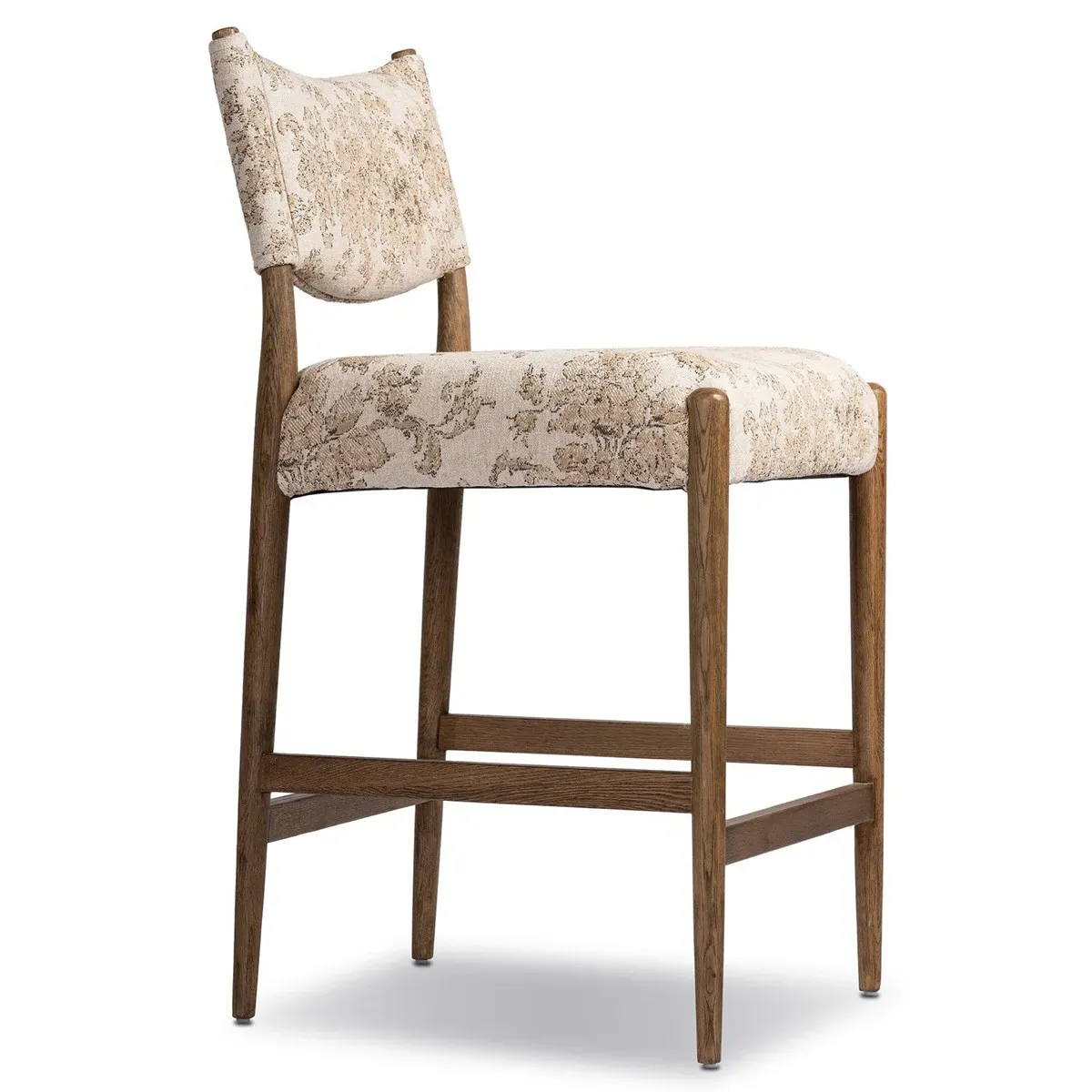 Odelia Counter Stool - Beige Printed, Oak Wood