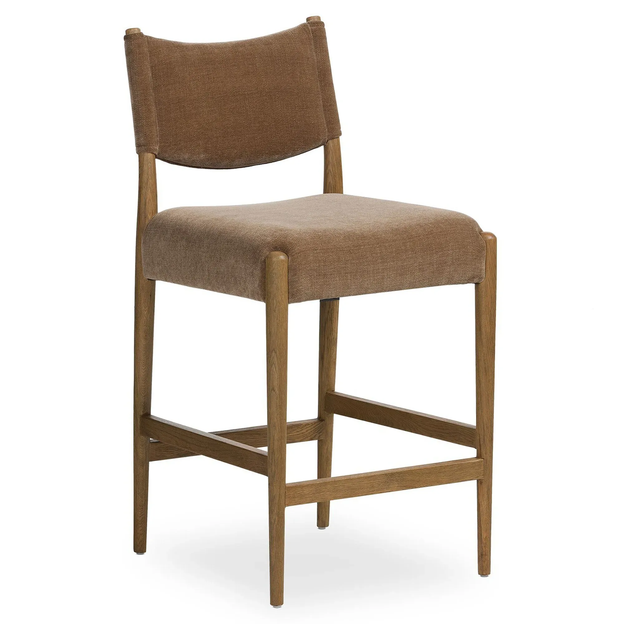 Odelia Counter Stool - Brown, Velvet