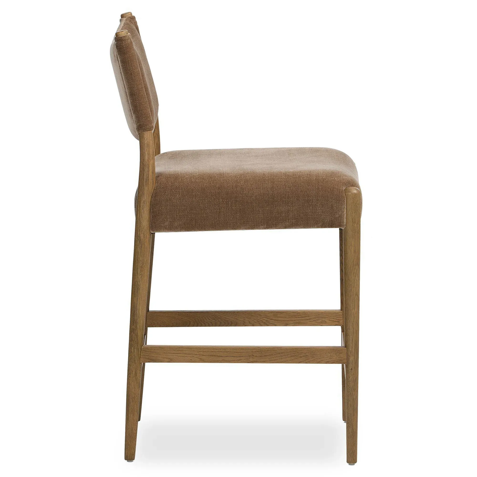 Odelia Counter Stool - Brown, Velvet